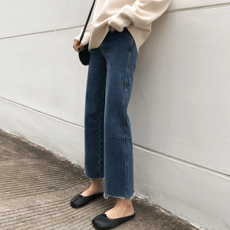 孕妇裤子春秋外穿时尚潮妈直筒牛仔裤春季薄款宽松阔腿裤长裤春装
