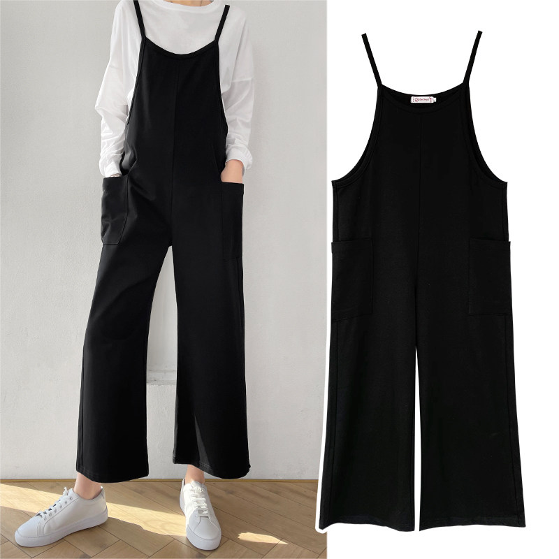 孕妇背带裤套装夏季外穿时尚潮妈孕妇休闲背带裤春秋薄款宽松春装