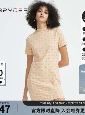 SPYDER蜘蛛女子356 STYLE修身印花显瘦圆领T恤裙连衣裙22CS414W