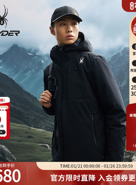 SPYDER蜘蛛秋冬男电加热系统可拆卸连帽棉服户外保暖外套25EF205M