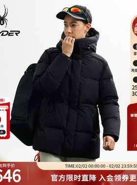 SPYDER蜘蛛秋冬女子鹅绒防风防钻绒中长款连帽厚羽绒服25MF206W