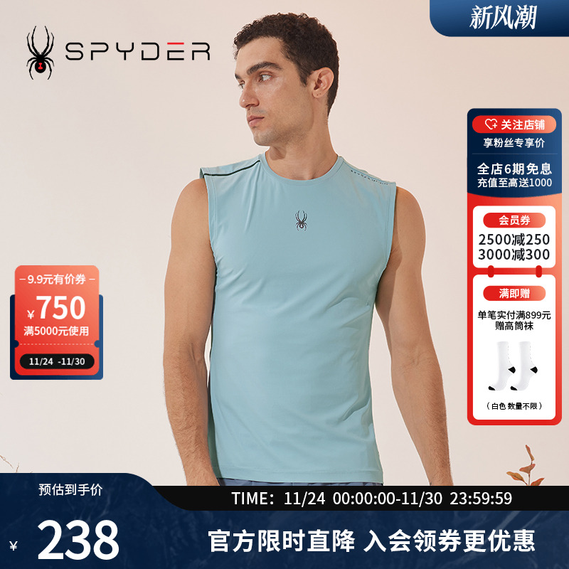 spyder无袖男运动T恤新品