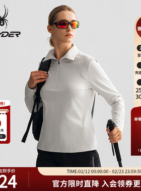 SPYDER蜘蛛春夏女子HIKING运动透气打底衫半开襟长袖T恤25CS440W