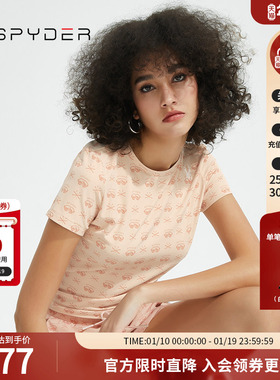 SPYDER蜘蛛春夏女子356 STYLE不规则滑雪元素短袖圆领T恤22CS456W
