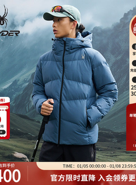 SPYDER蜘蛛秋冬男子防风防泼水鹅绒特氟龙户外短款羽绒服25EF201M