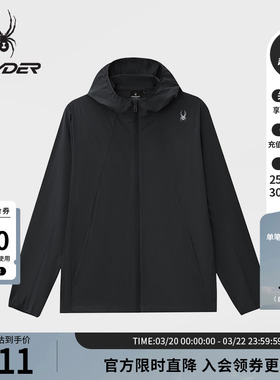 SPYDER蜘蛛春夏男子尼龙四面弹舒适透气连帽梭织夹克02JO26201WM