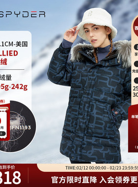 SPYDER蜘蛛秋冬女子SKI LIFE时尚收腰长款羽绒服21CF228W