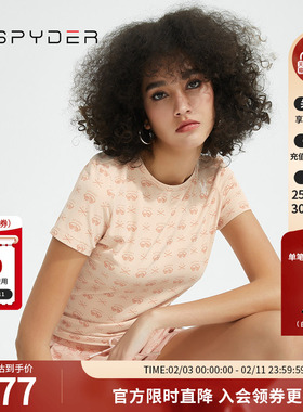 SPYDER蜘蛛春夏女子356 STYLE不规则滑雪元素短袖圆领T恤22CS456W