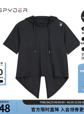 SPYDER蜘蛛春夏女TRAINING宽松舒适休闲运动短袖连帽T恤24CS440W