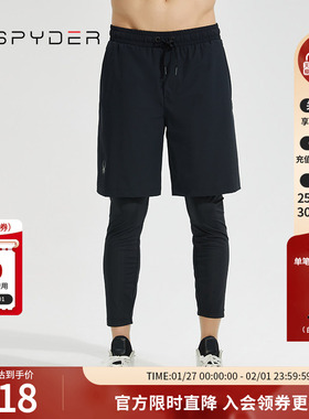 SPYDER蜘蛛秋冬男TRAINING假两件凉爽舒适拼接透气裤子22CF535M