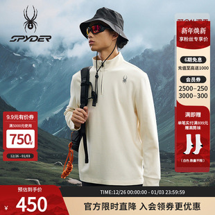 SPYDER蜘蛛秋冬男子轻户外休闲运动德绒透气纯色长袖 T恤25EF417M