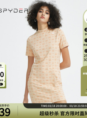 SPYDER蜘蛛女子356 STYLE修身印花显瘦圆领T恤裙连衣裙22CS414W