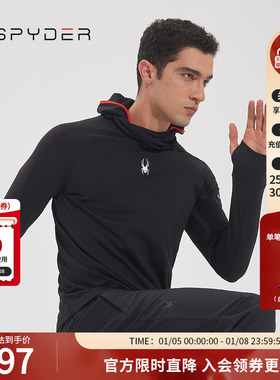 SPYDER蜘蛛秋冬男子TRAINING半高领连帽打底上衣长袖T恤23CF409M