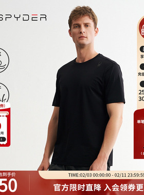 SPYDER蜘蛛春夏男TRAINING运动休闲修身纯色圆领短袖T恤24ES485M