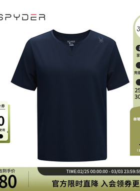 SPYDER蜘蛛春夏女子TRAINING透气休闲运动纯色短袖V领T恤24MS450W