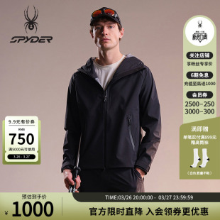 SPYDER蜘蛛秋冬男子防水防风透湿耐磨连帽夹克硬壳冲锋衣25EF119M