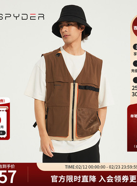 SPYDER蜘蛛男子马甲登山钓鱼多袋宽松网眼356 STYLE背心23CS123M