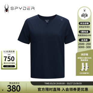 SPYDER蜘蛛春夏女子TRAINING透气休闲运动纯色短袖 V领T恤24MS450W