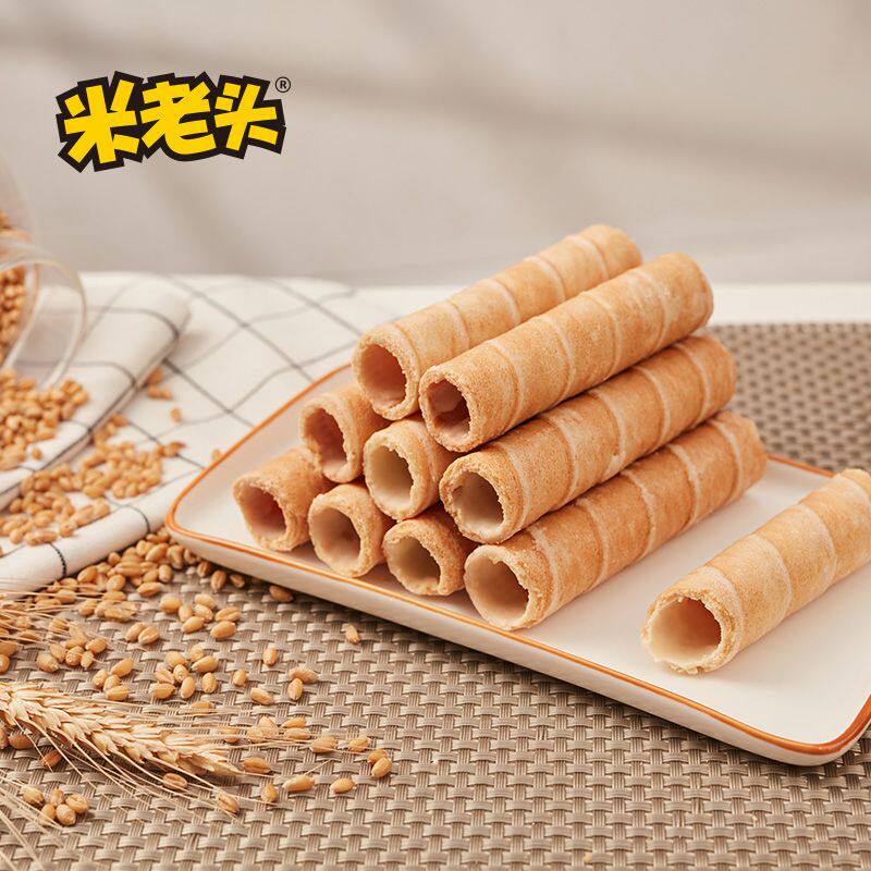 米老头超级棒夹心威化蛋卷200g牛奶味卷心酥休闲饼干儿童零食