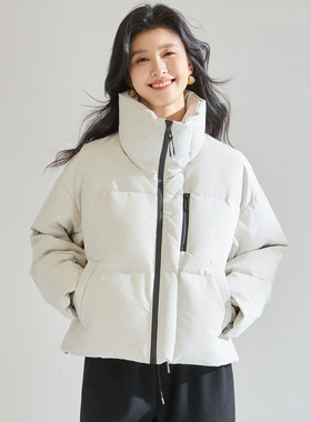 25冬季新款立领撞色工装风防风锁温90白鸭绒羽绒服休闲外套25646