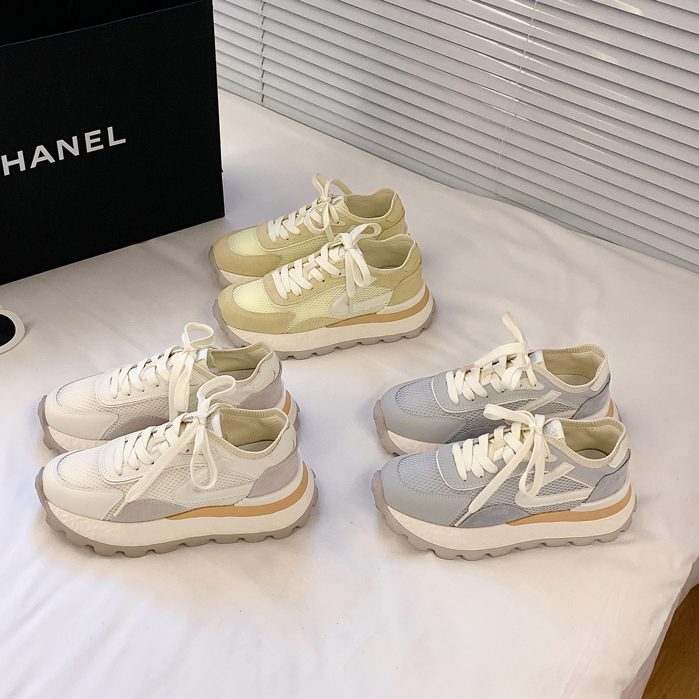 小个子增高6cm网面拼接运动鞋女2025秋冬休闲系带温柔老爹阿甘鞋