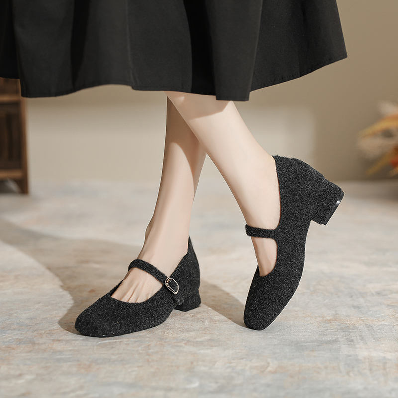 隐形内增高浅口冬款灰色内增高小码33玛丽珍单鞋