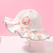 婴儿帽子夏季 公主女宝宝遮阳帽防晒渔夫帽可爱甜美女童大帽檐 薄款