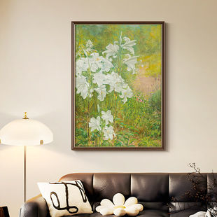 《春日》绿色装饰画客厅玄关大幅挂画中古客餐厅小众艺术法式摆画