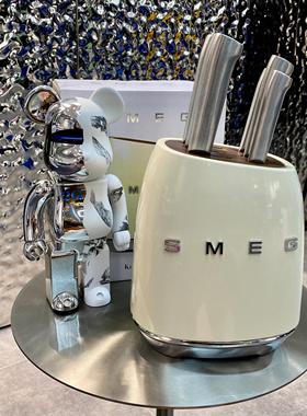 意大利SMEG斯麦格复古不锈钢刀具套装网红同款奶油色厨房家用菜刀