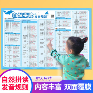 小学生phonics自然拼读挂图26个字母表48个英语国际音标发音墙贴