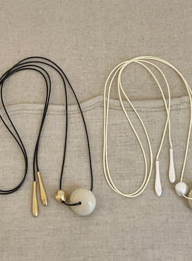 董洁同款象牙白圆珠吊坠绑带chok