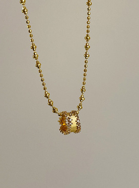 古法繁星锆石小蛮腰吊坠项链女轻奢复古时尚气质百搭颈链毛衣链