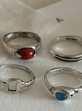 设计感复古做旧钥匙轨道戒指女韩系轻奢小众时尚潮流百搭指环戒子