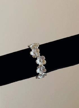 法式复古花朵开口戒指女轻奢高级