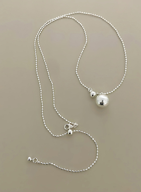 极简风圆球抽拉式项链女小众高级