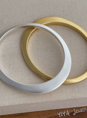 跨境个性重工金属哑光不规则圆形手镯女时髦轻奢简约百搭手环手饰