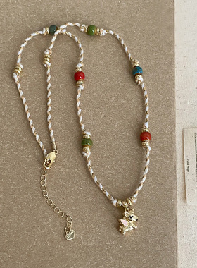 小众设计感飞马彩石编绳项链女可爱精致时尚潮流百搭颈链锁骨链