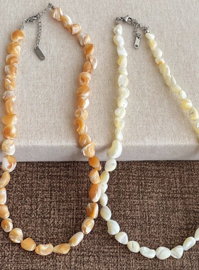 小众轻奢天然贝壳自然纹理项链女高级感气质简约颈链锁骨链配饰品