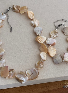 海岛度假风不规则天然异形贝壳项链手链轻奢高级感夸张锁骨链颈链