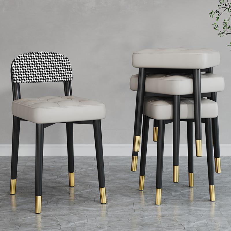 凳子家用客厅靠背坐凳可叠放板凳现代简约轻奢小矮凳软包餐桌方凳