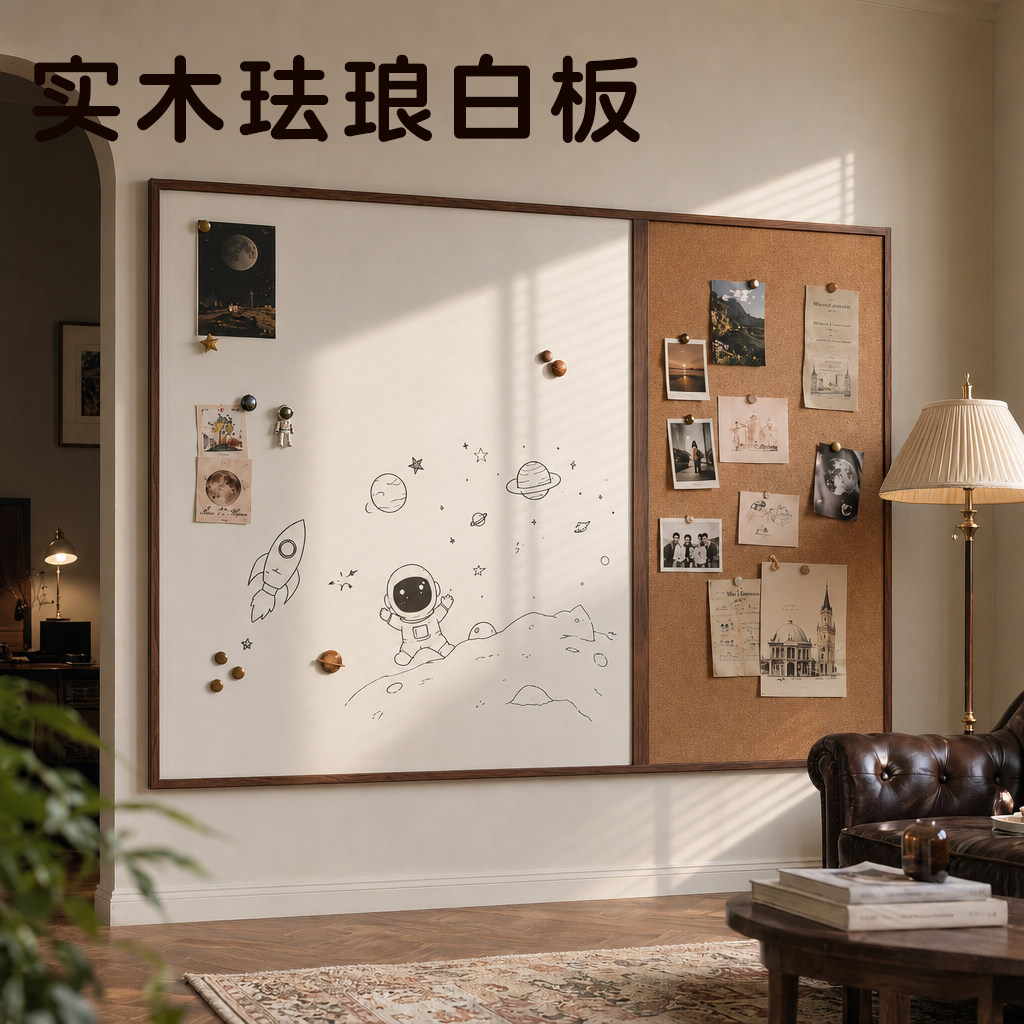 【北欧实木】O异味磁吸珐琅白板