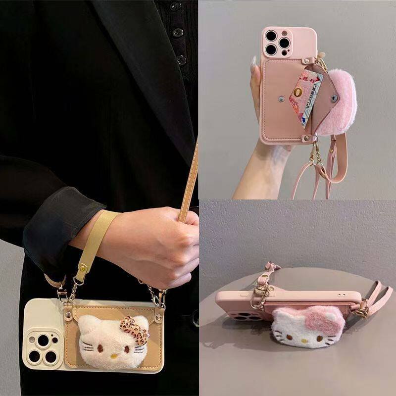 适用畅享80软硅胶毛绒kt猫零钱包