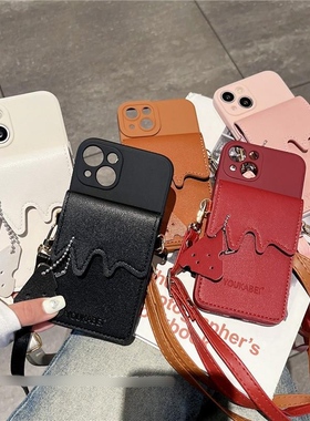 个性轻奢吊牌奶酪卡包适用vivoY500手机壳T4x斜挎绳y35y37m时尚y91y93新年款y200GT软硅胶z6z5z3女潮nex3s套