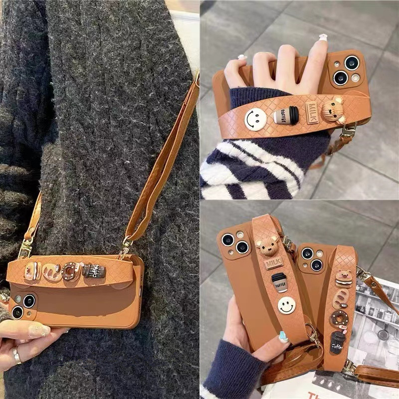 Galaxy卡通奶棕腕带支架斜挎背带