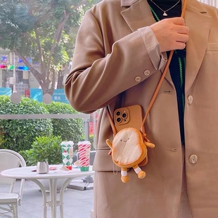 可爱吐司零钱卡包适用荣耀x40手机壳x30i斜跨x20se背带挂绳x10max个性创意20畅玩30plus全包防摔9A女潮8x软套