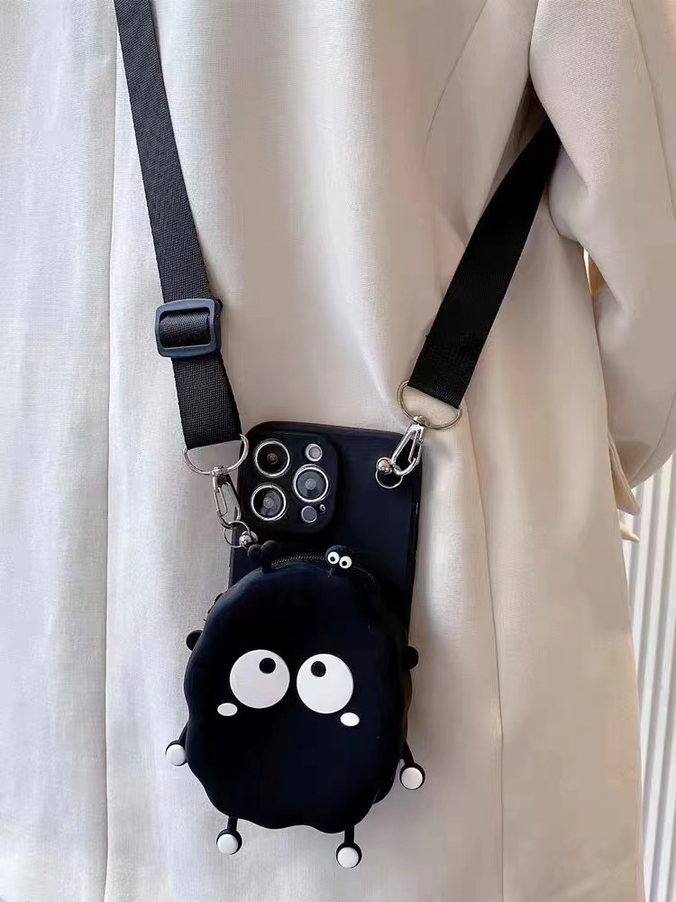 红米斜跨卡通狗狗零钱卡包手机壳