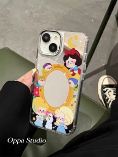 5k卡通可爱A96a56s少女心r11r9s硬k10x外壳 公主魔镜小矮人镜面适用OPPOA2x手机壳findx6 x3pro超火reno10