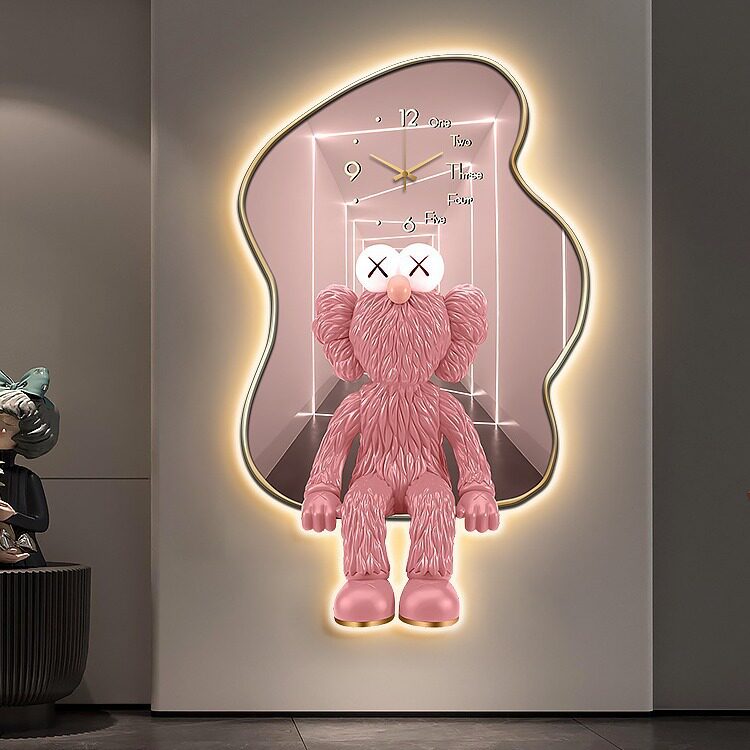 现代轻奢led氛围灯精雕画入户玄关走廊带灯装饰画卡通儿童房挂画