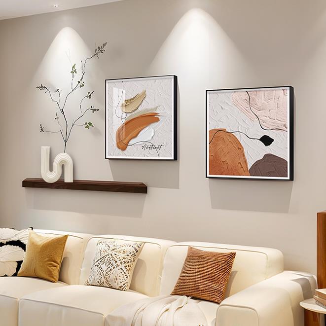 沙发背景精雕异形绿植轻奢防水文艺现代时尚简约质感客厅挂画