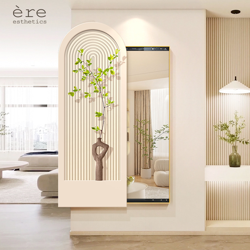 奶油风高级感推拉镜子画走廊玄关穿衣镜装饰画客厅卧室照镜子挂画